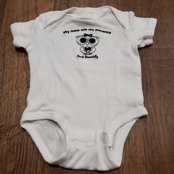 Rabbit Skins Birth Beautifully Baby White Placenta Owl Unisex Bodysuit Cotton NB - Picture 1 of 7
